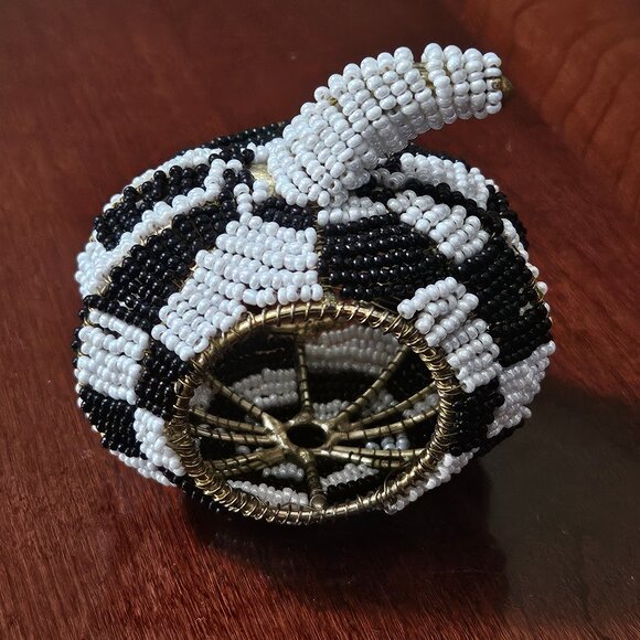 RARE RETIRED MACKENZIE CHILDS COURTLY CHECK FALL HALLOWEEN PUMPKIN NAPKIN RING - Picture 2 of 9